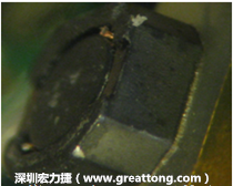 使用銀(Ag)鍍層的電源電感器(Power Inductors)，經過推力測試后，零件端點上已經看不到任何鍍層的痕跡了，所以其耐推力就比較小。