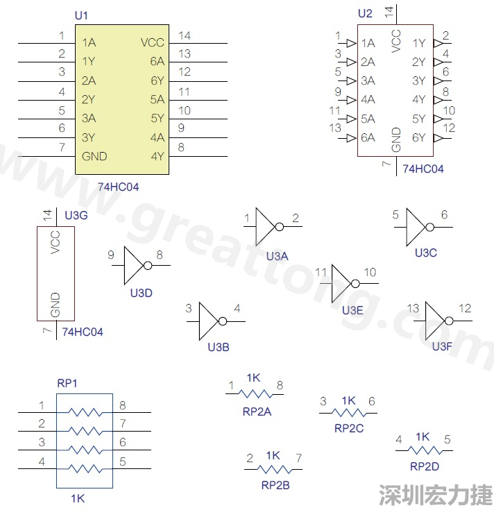 圖1 半導(dǎo)體元件供應(yīng)商所畫的電路圖符號是模擬元件的接腳圖，而非訊號流程。