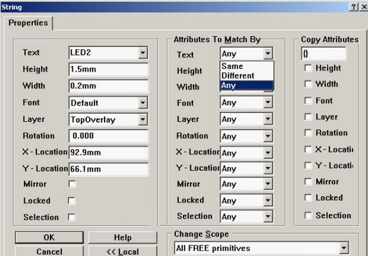 4. 可對字符和阻焊進行適當的調整,以方便處理文件和提高效率,字符可以通過Global過濾器設置條件進行快速調整不同格式的字符